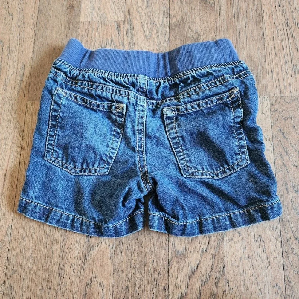 Carters Kids Denim Shorts Dark Wash Elastic Waist 18 Months Cotton 5-Pocket 493